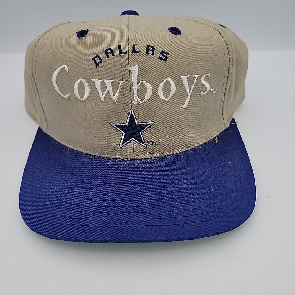 Vintage Dallas Cowboys Snapback Hat Cap Drew Pearson Co Tan Blue NFL Football